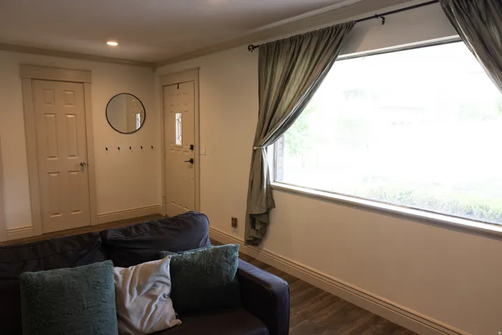 Wide window framing outdoor elements