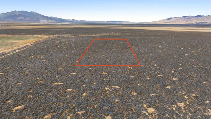 Expansive undeveloped land featuring natural desert vegetation, a level topography, and a distant mountain range backdrop. (LOCATION/BOUNDARIES HIGHLIGHTED)