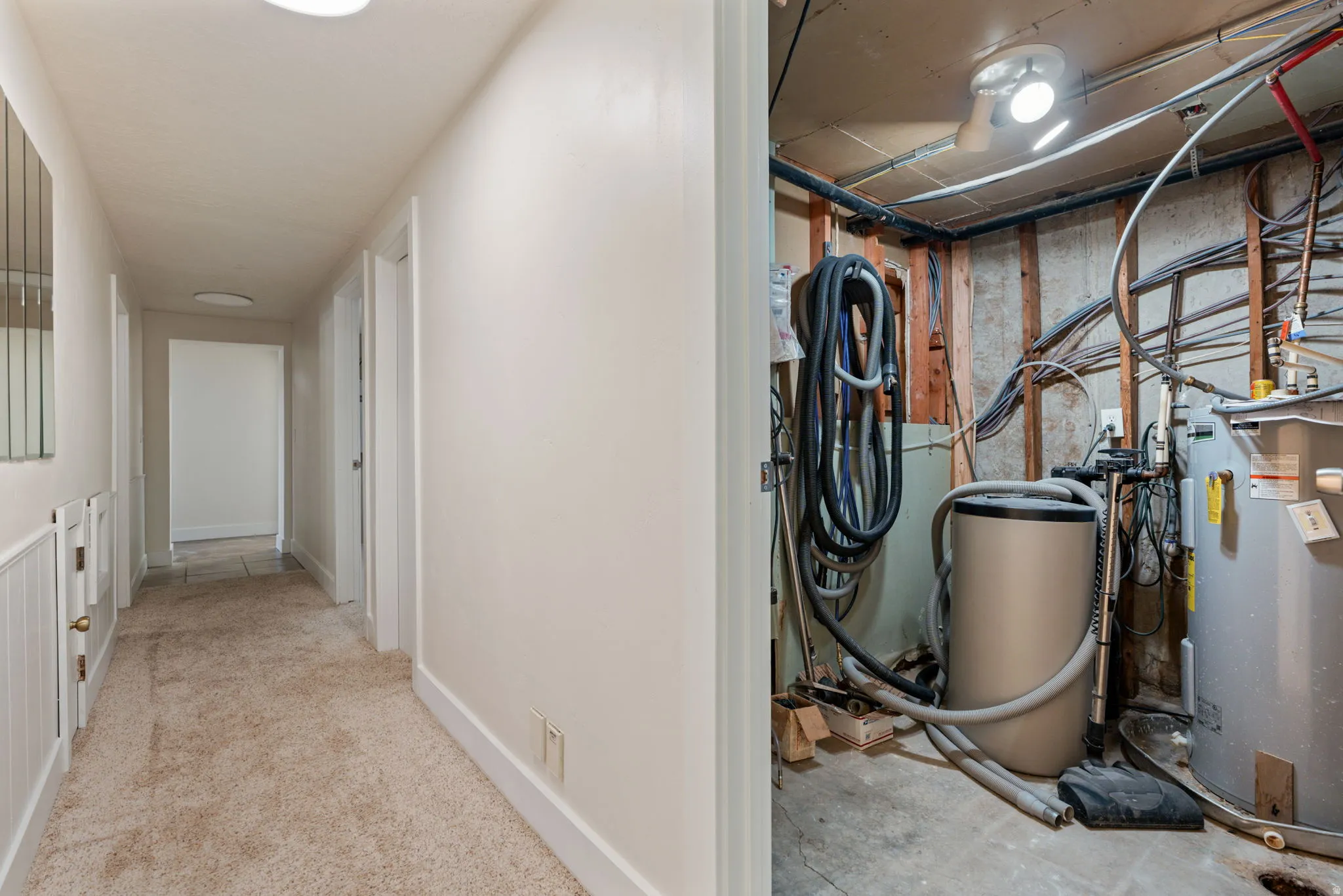Hallway, utility area, central vac
