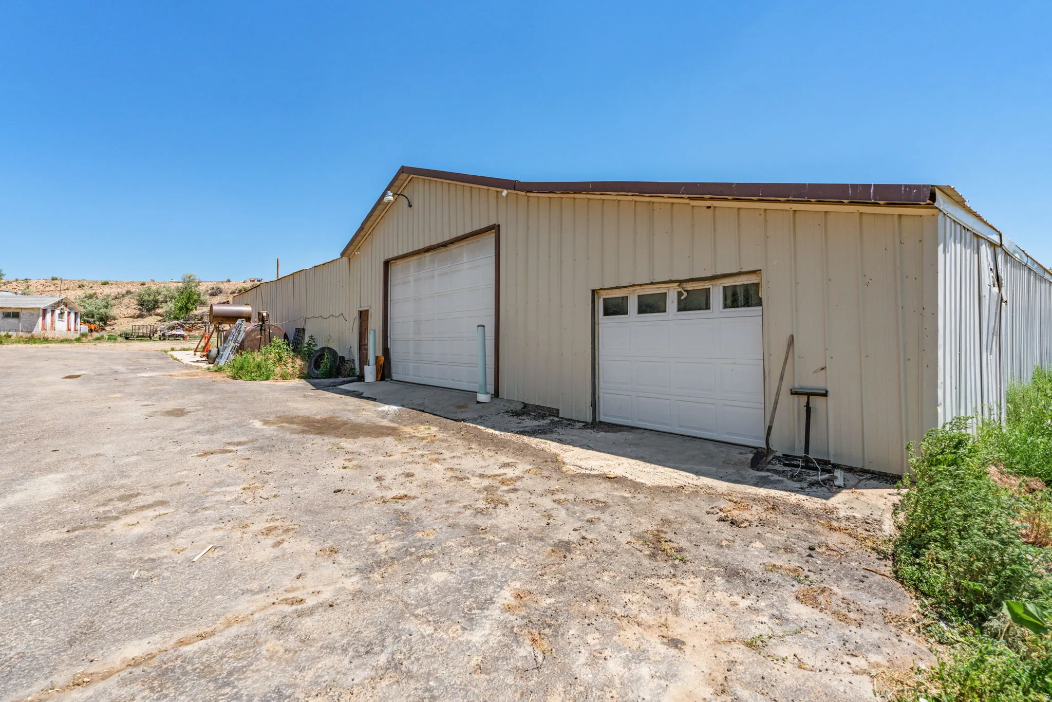 Metal-sided outbuilding