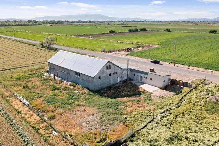 Corrugated metal barn with a pitched roof