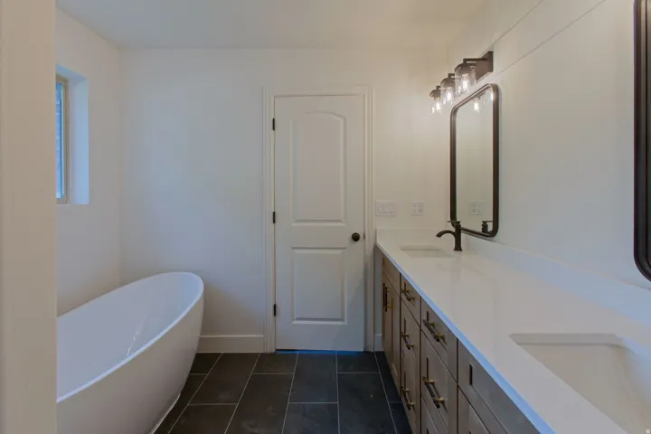 Modern bathroom with a freestanding soaking tub