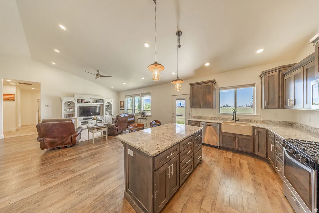 Open-concept kitchen and living area