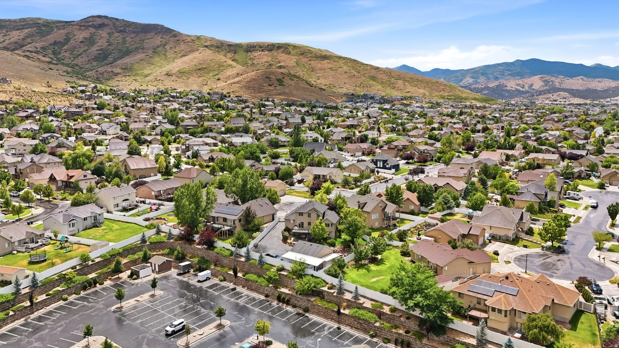 Expansive residential community featuring diverse architectural styles and mature landscaping