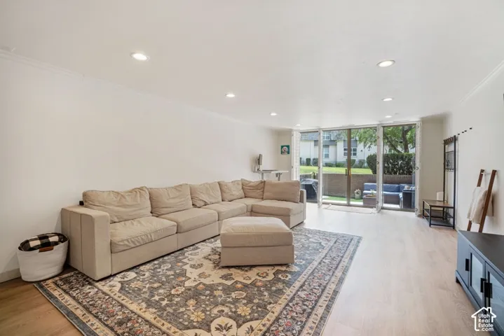 Living room walk out to private patio