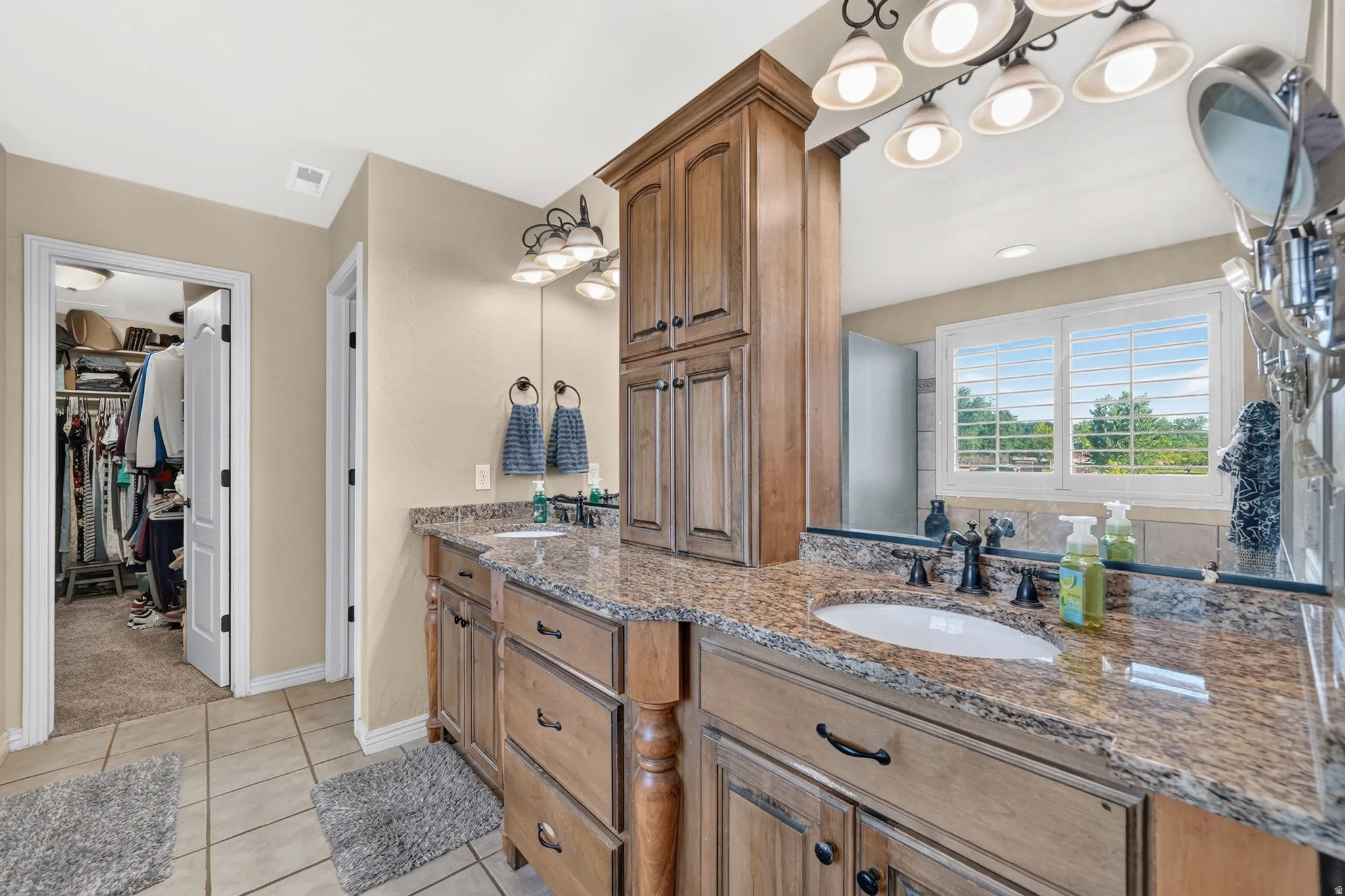 Double vanity sinks with ample storage space