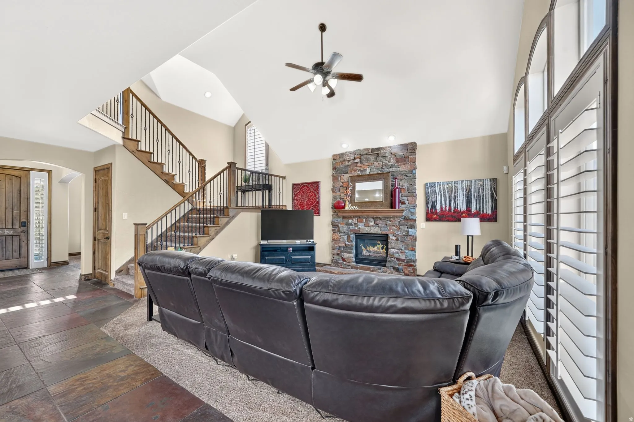 Large living room with natural light
