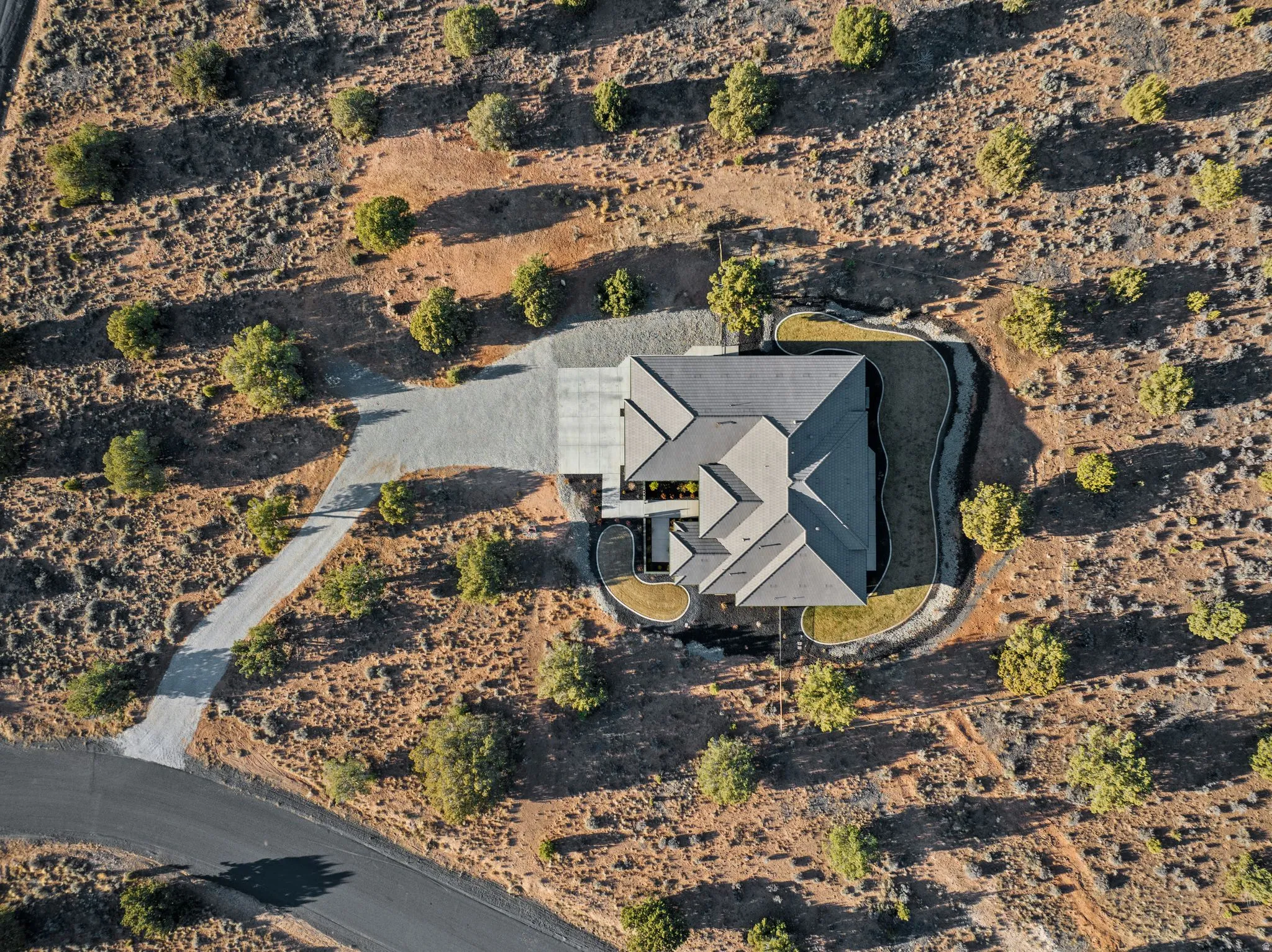 Modern single-story residence with a multi-gabled roofline