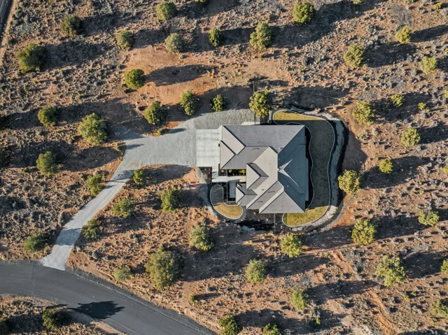 Modern single-story residence with a multi-gabled roofline