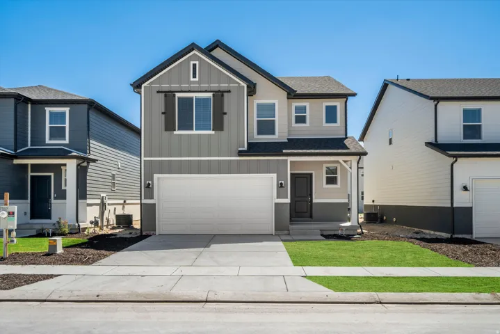 Modern two-story residence with a two-car garage