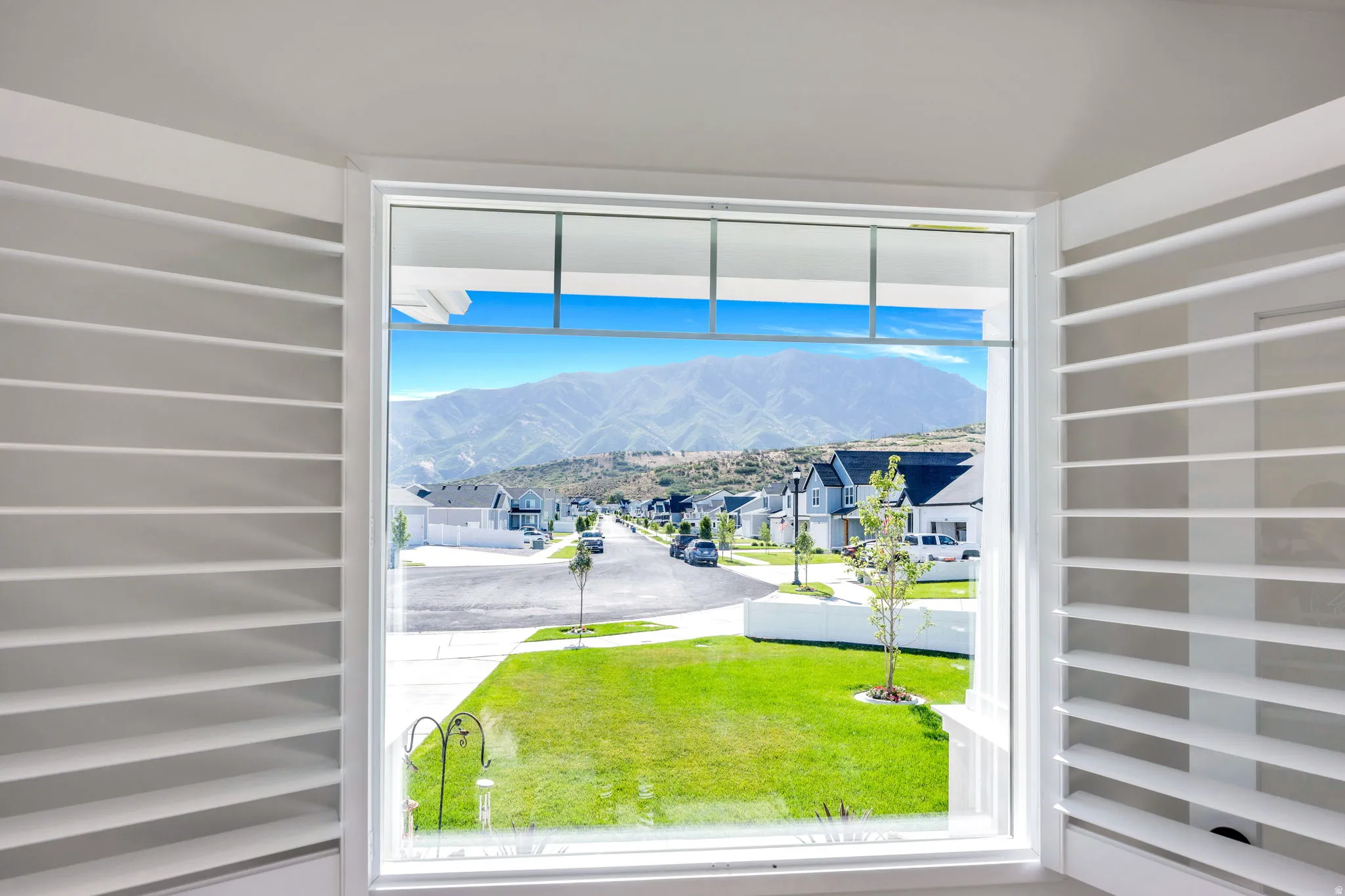 Views from Living Room window featuring Plantation Shutters