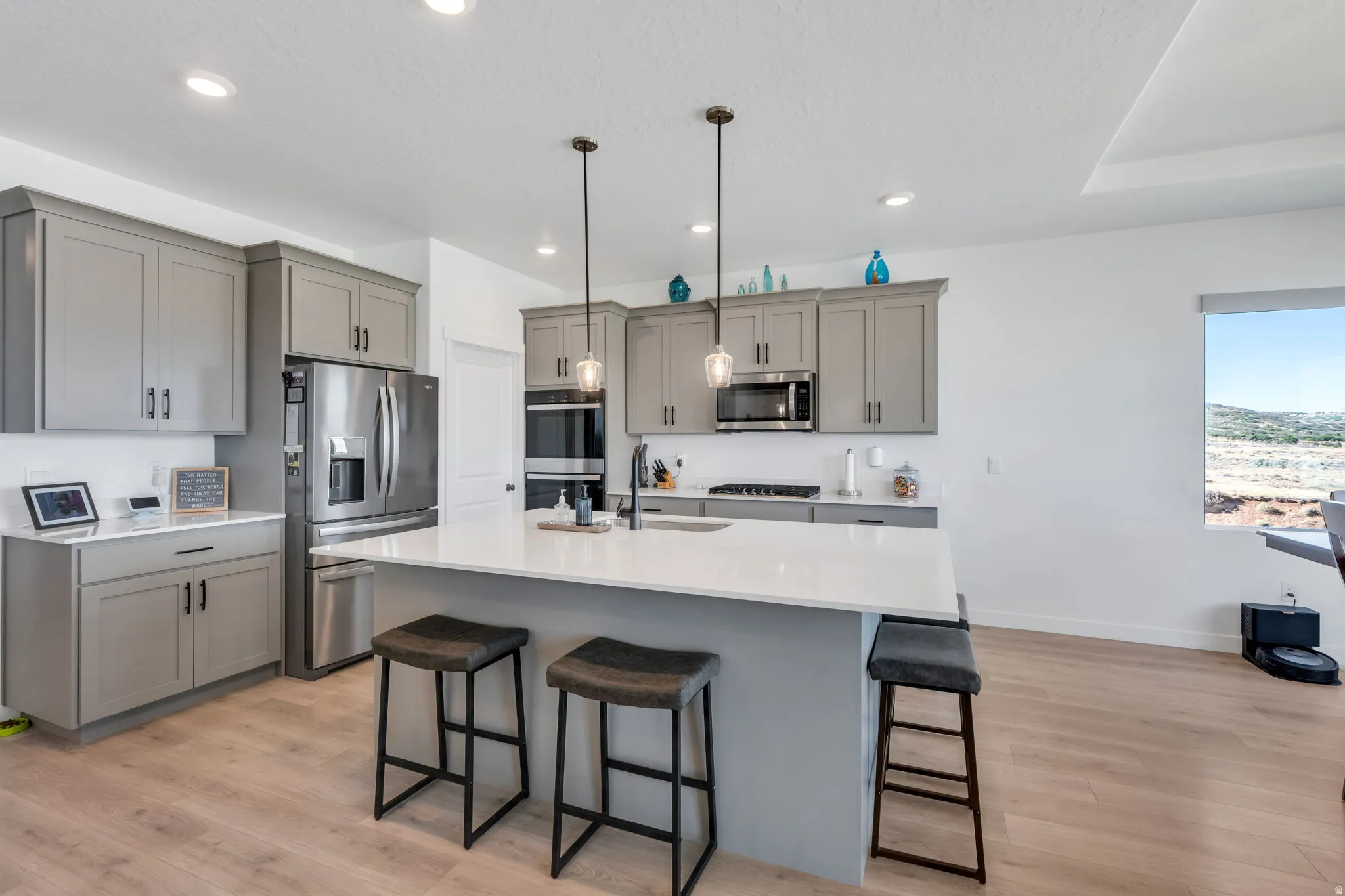 Spacious Kitchen with Quartz countertops, large island, Open concept