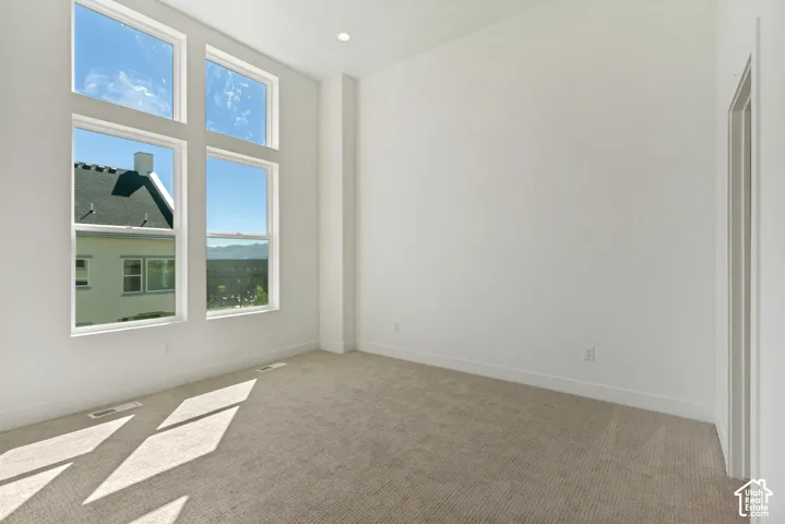 Expansive windows with mountain scenery