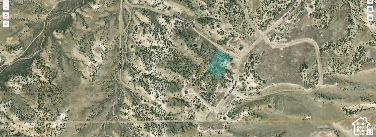Plat Map, Aerial View. Displaying the property's boundaries and surrounding terrain