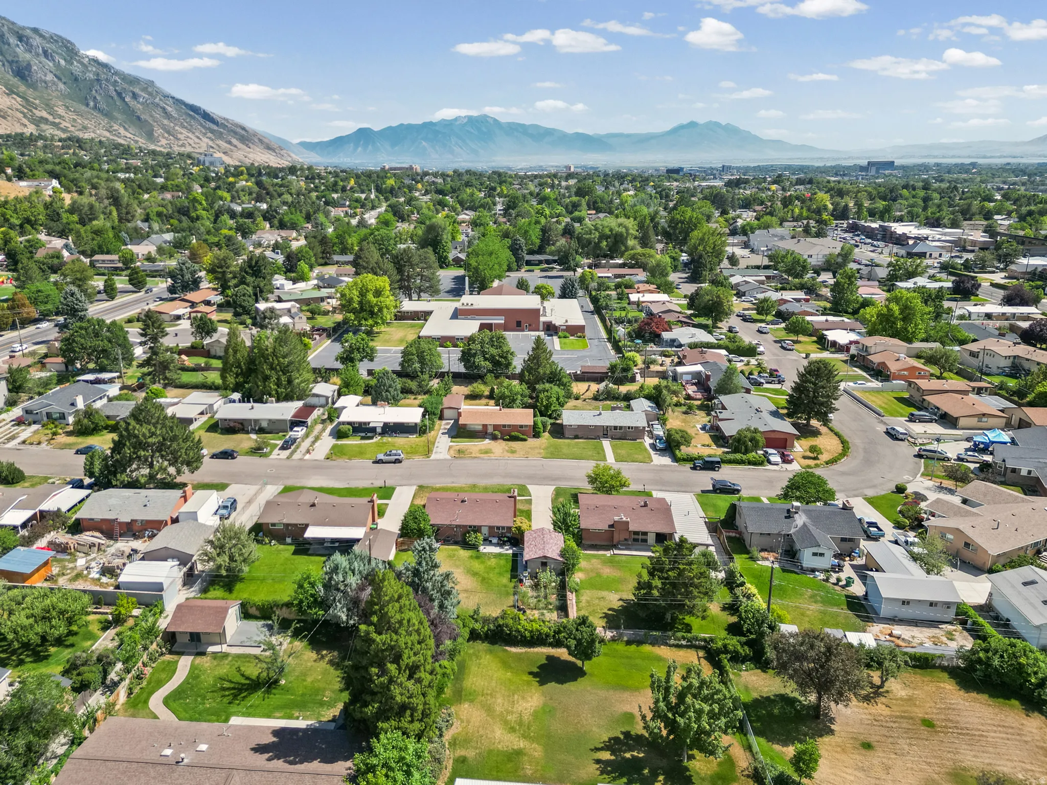Expansive residential area with a prominent mountain backdrop