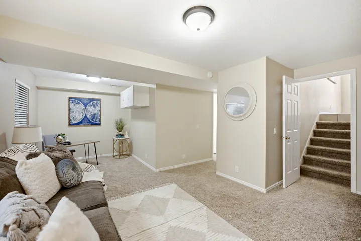 Living room with attached den
