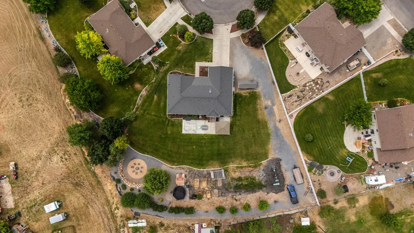 Aerial perspective highlighting the property's expansive grounds