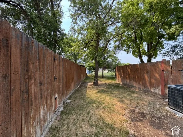 Private fenced backyard