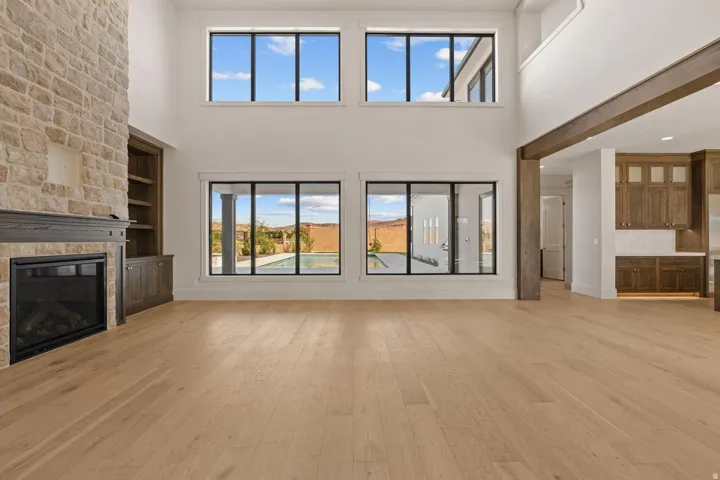 Soaring ceilings with extensive window fenestration
