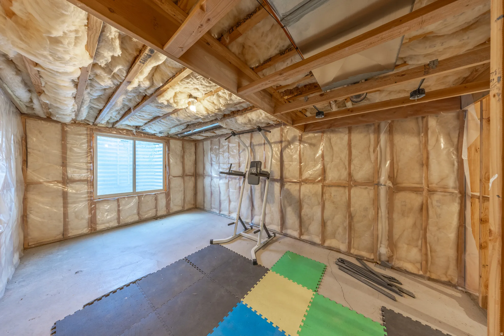 Another framed room can be a bedroom or workout area.