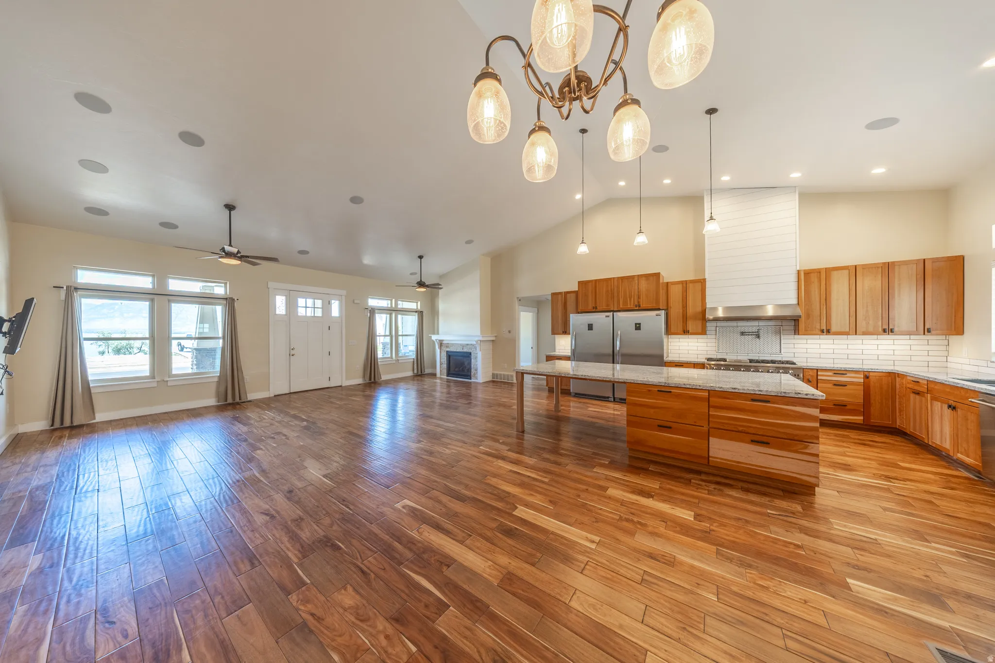 Kitchen includes Frigidaire fridge & freezer, Thor 48" gas range with dual ovens, Thor microwave and dishwasher.