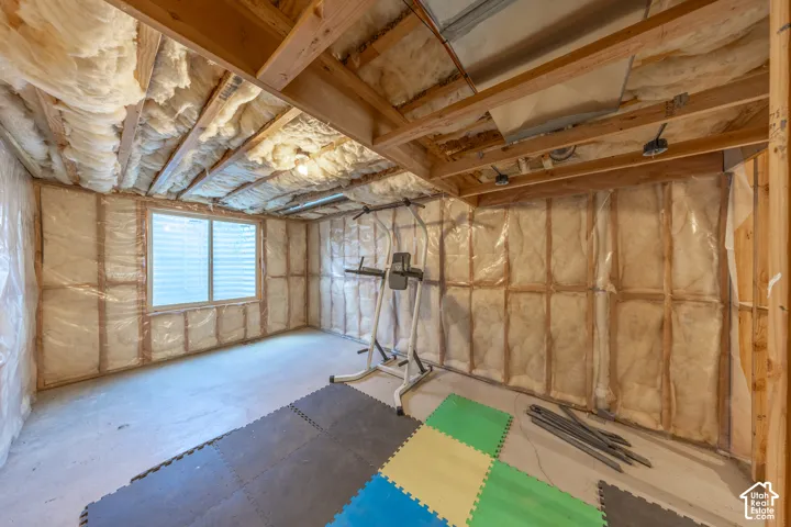Another framed room can be a bedroom or workout area.