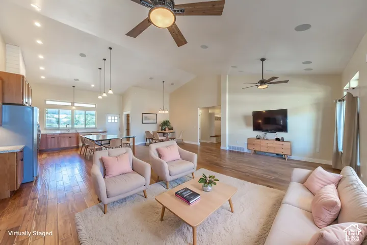 Virtually staged great room