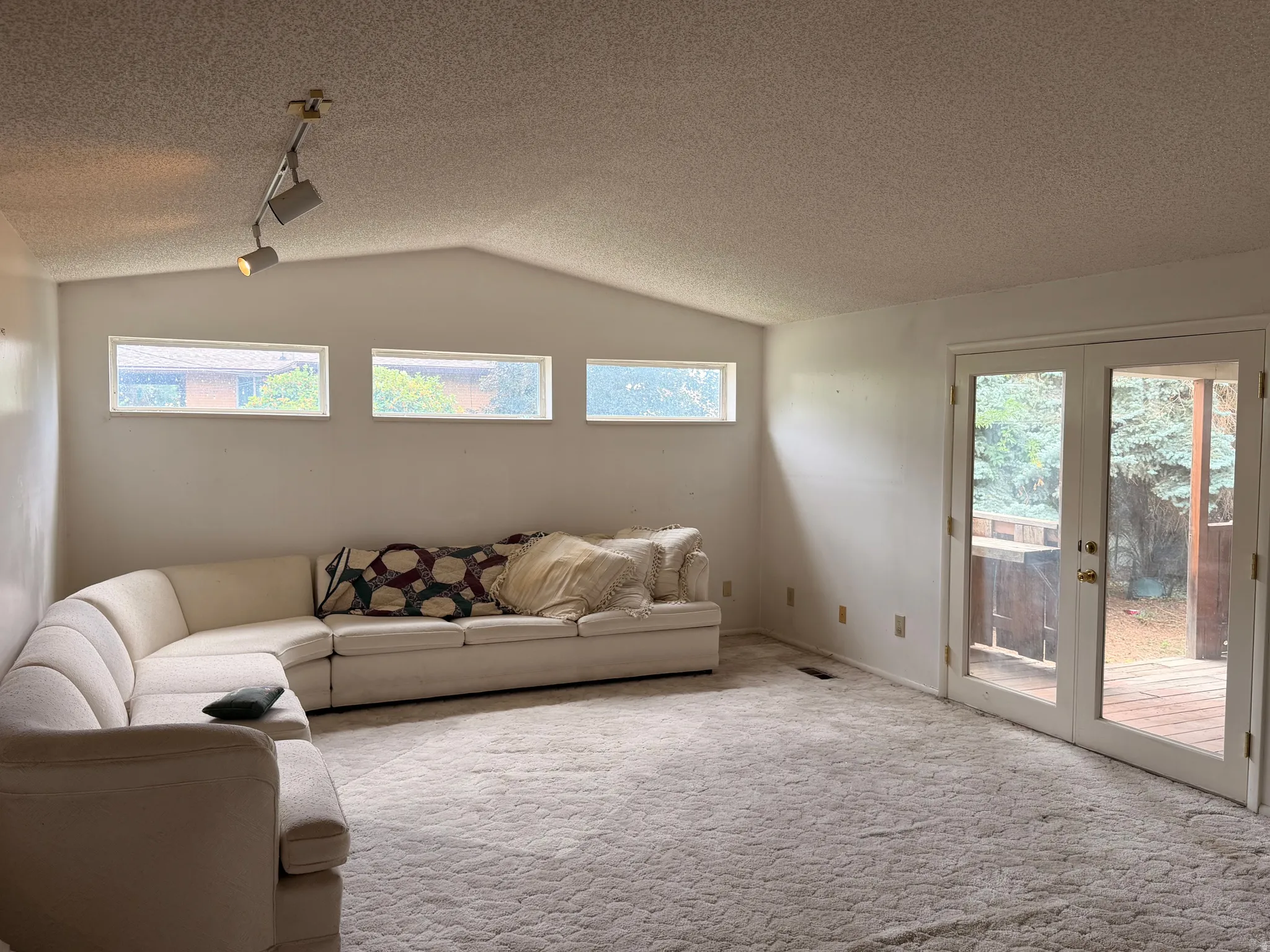 Vaulted ceiling with track lighting system