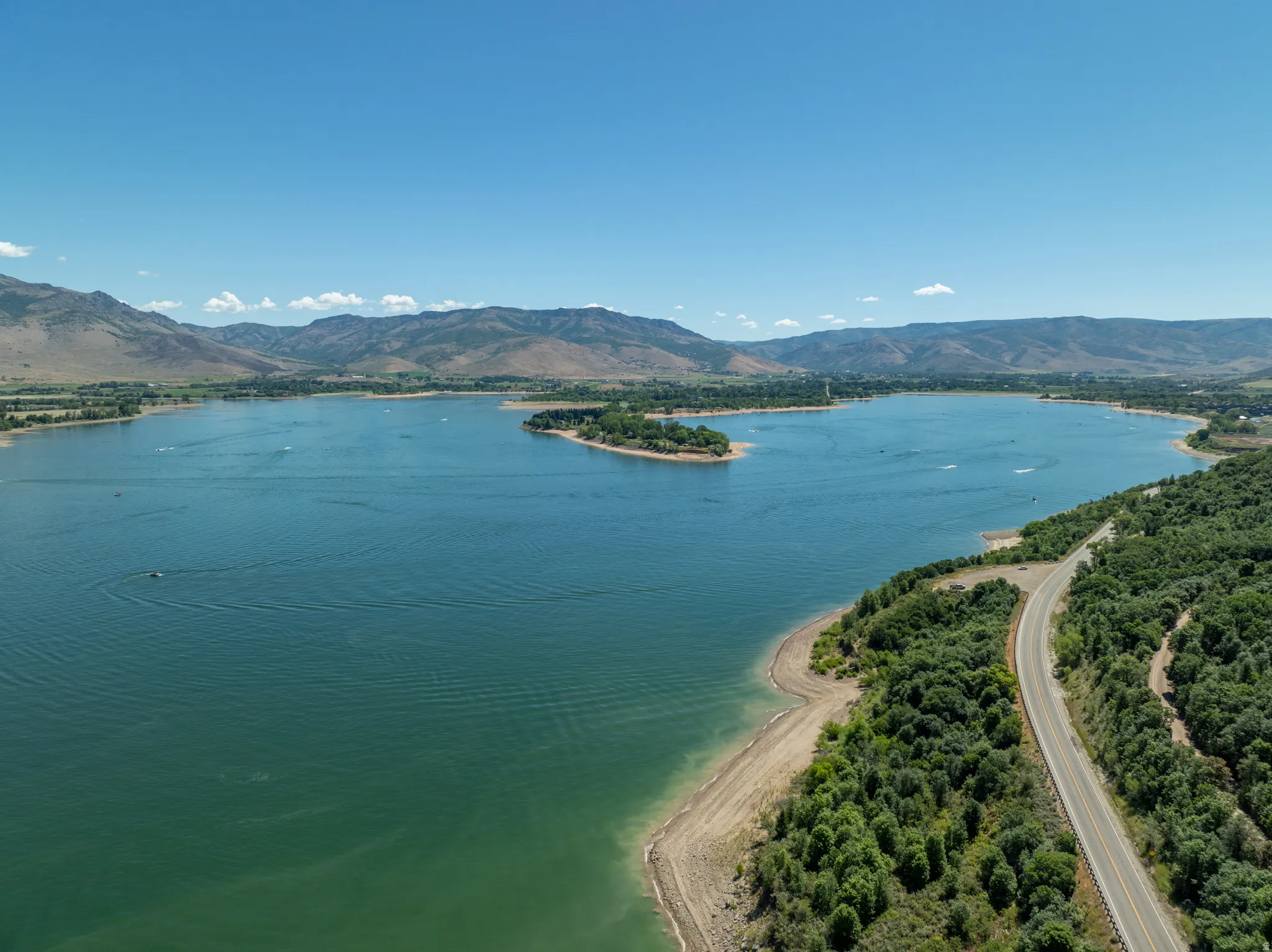 View of some of the sandy beaches at Pineview Resevoir