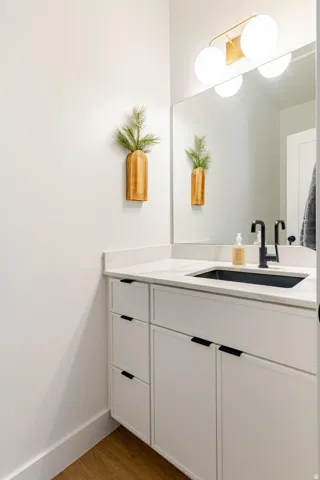 Half bathroom in the main entry hallway.