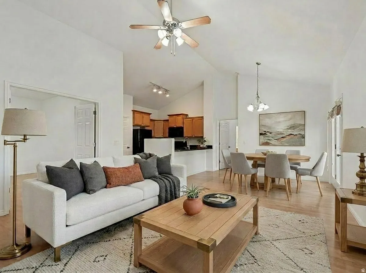 Open-concept living (virtually staged)