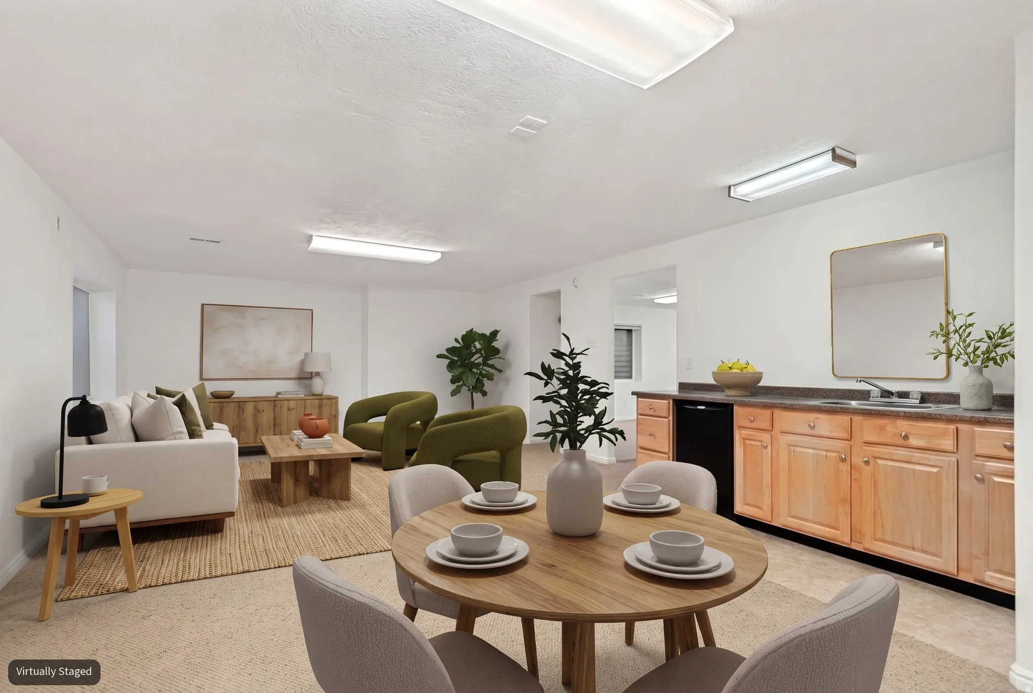 Spacious flex room with wet bar (virtually staged