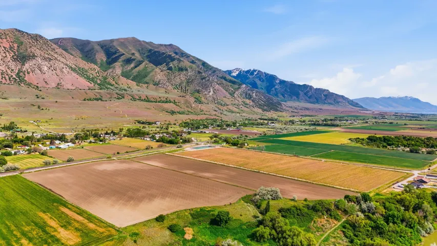 Expansive agricultural land featuring cultivated fields and natural green spaces