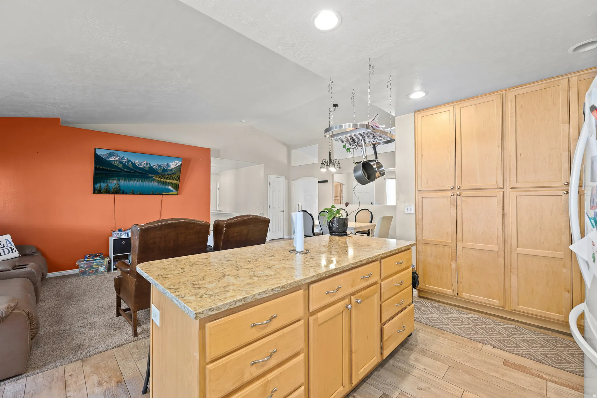 Spacious kitchen island and ample cabinetry