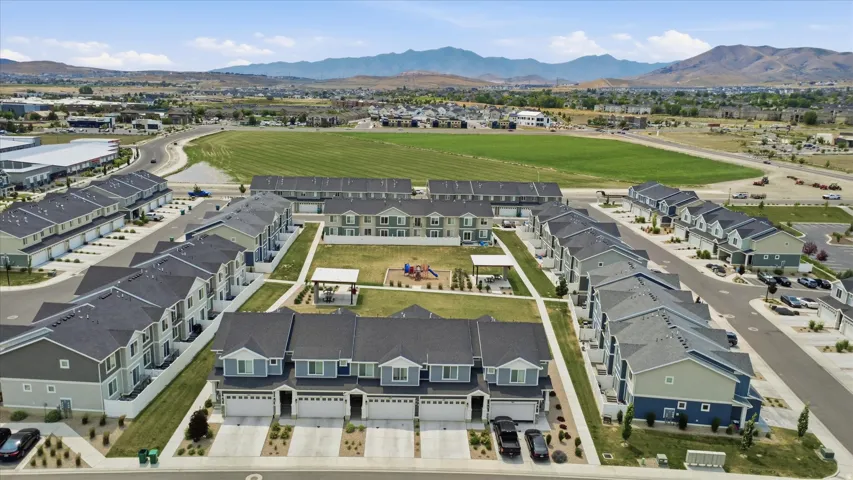 Aerial perspective of a contemporary residential community