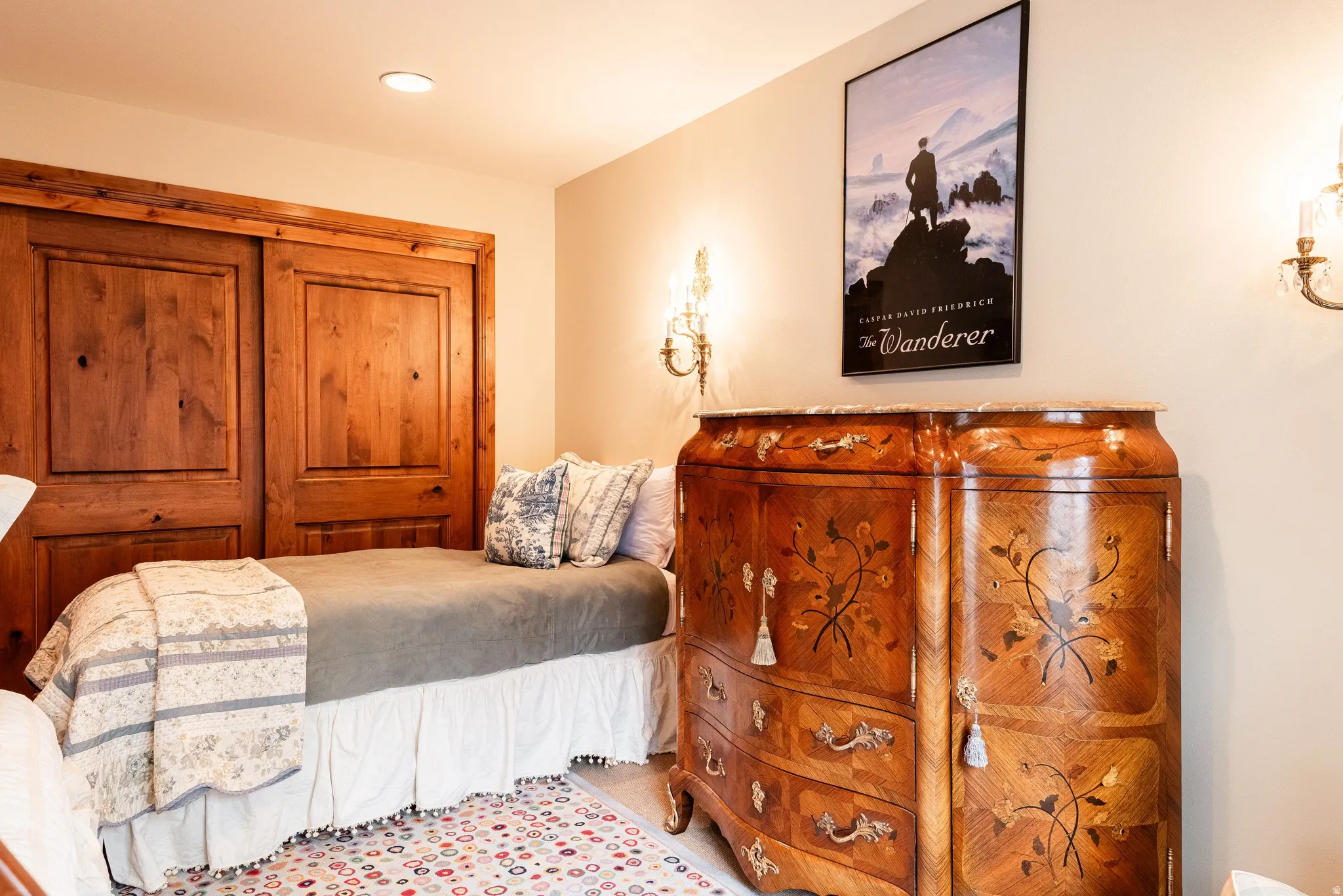 Built-in wood-paneled closet doors