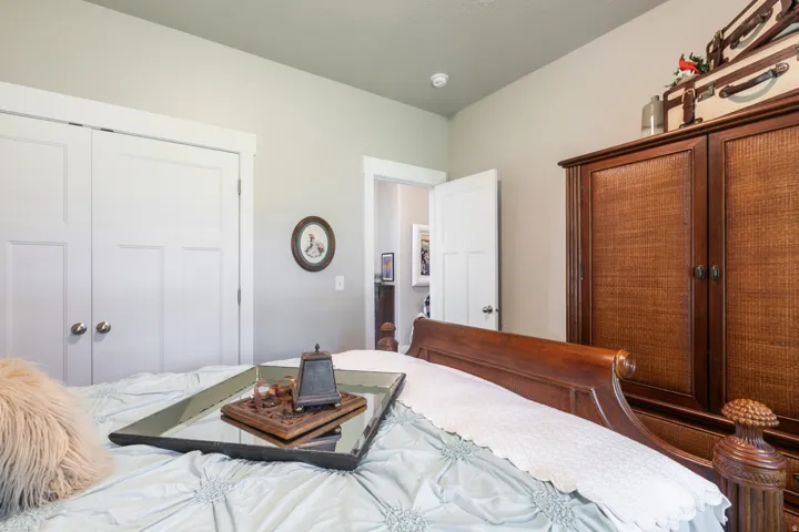 Warm-toned walls complement a recessed ceiling