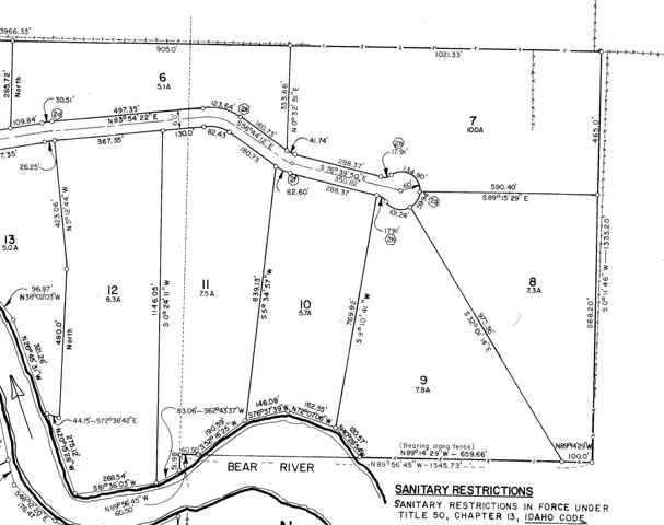 Survey Plat. Illustrating property boundaries, dimensions, and sanitary restrictions