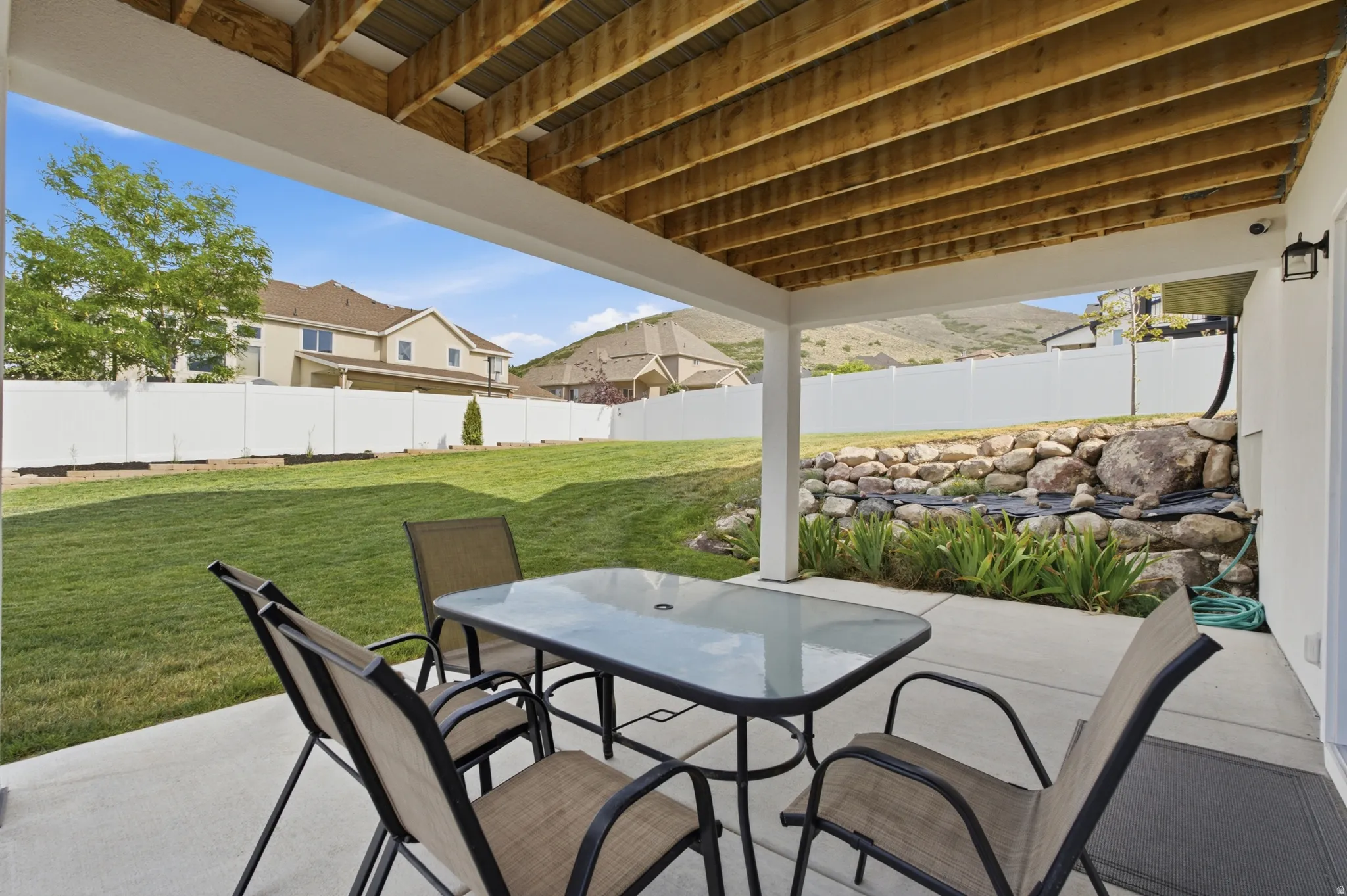 Covered concrete patio