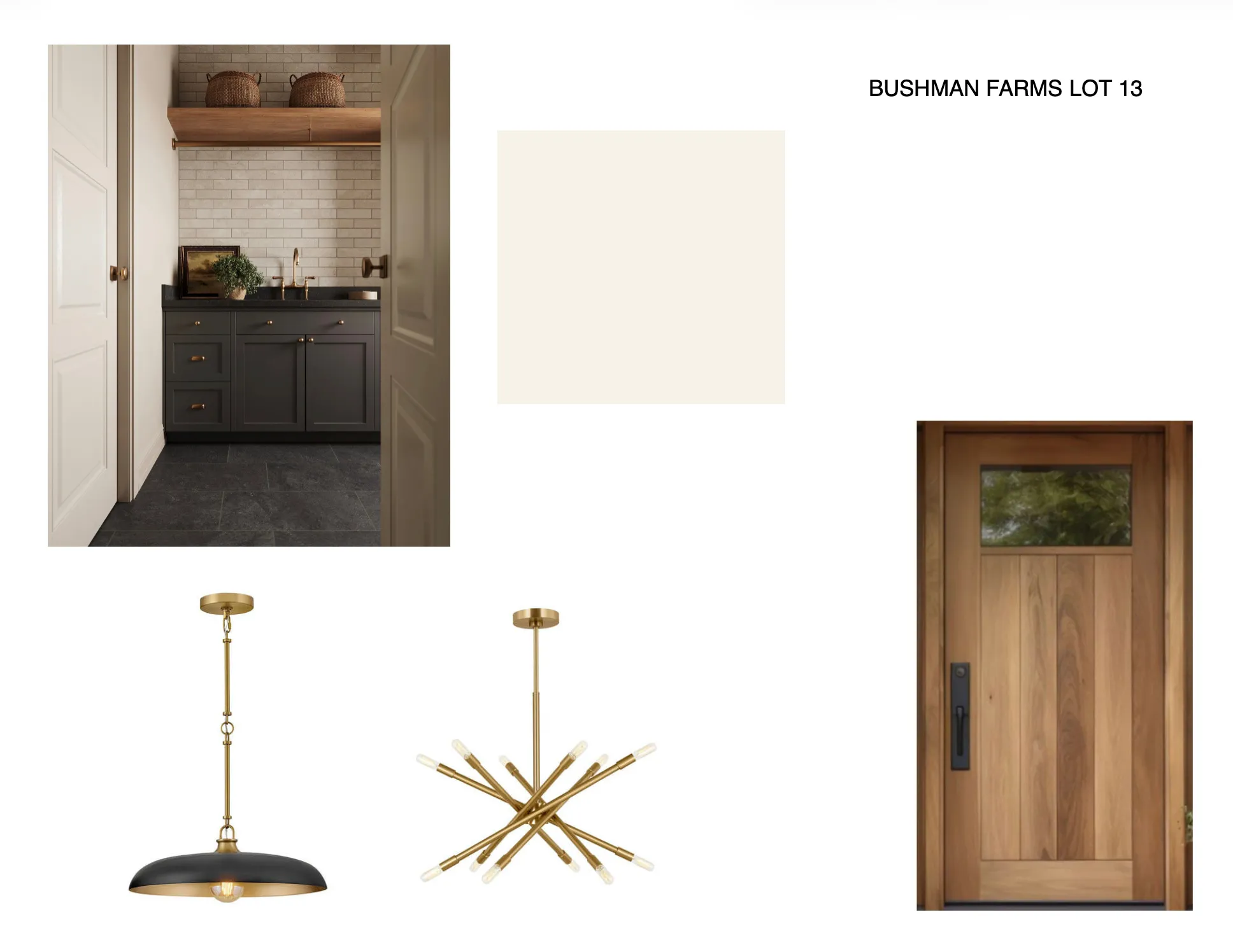 Property Specification Sheet. Displaying material and fixture selections for the property