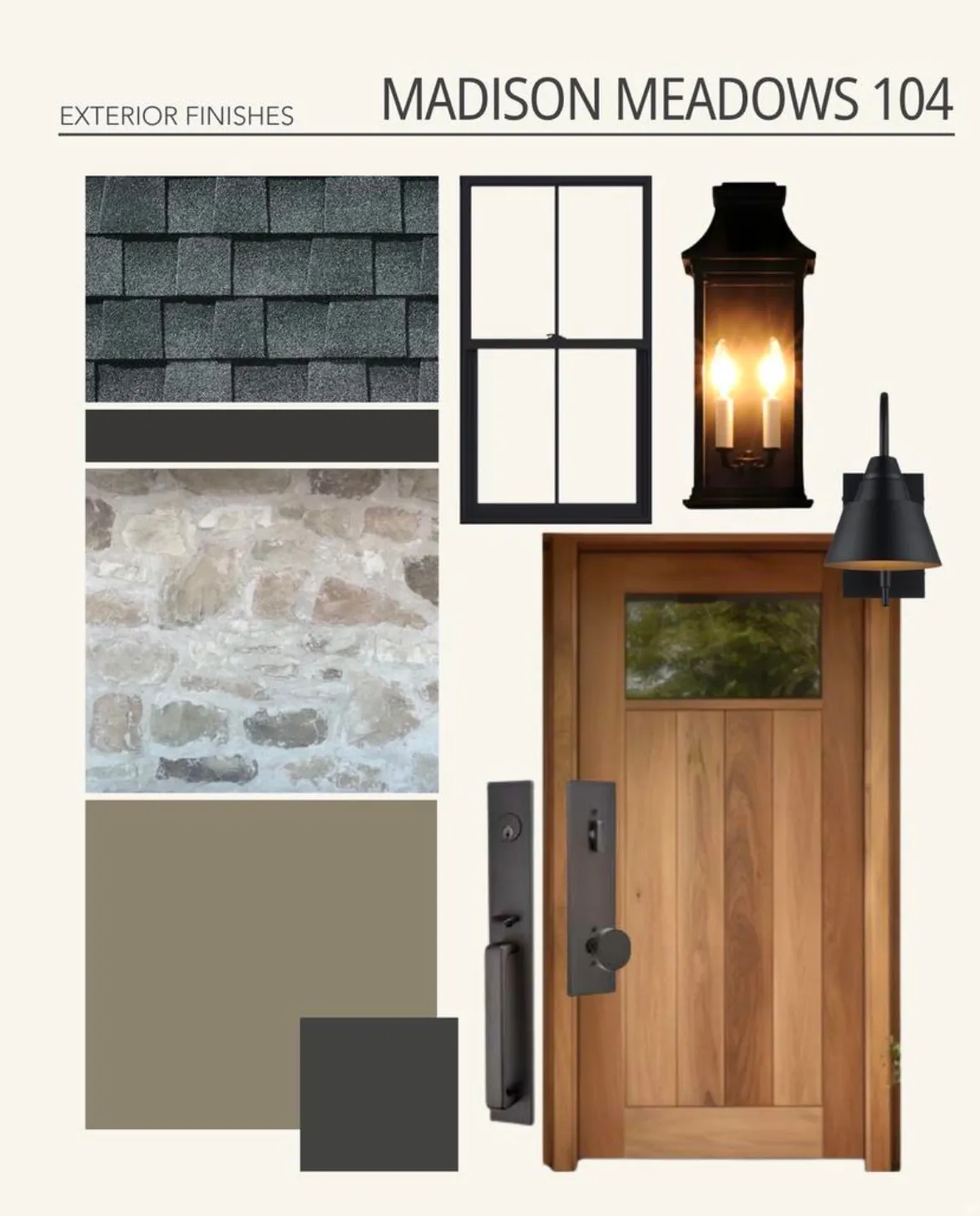 Exterior Finishes Schedule. Presenting the specified materials and components for the property's exterior