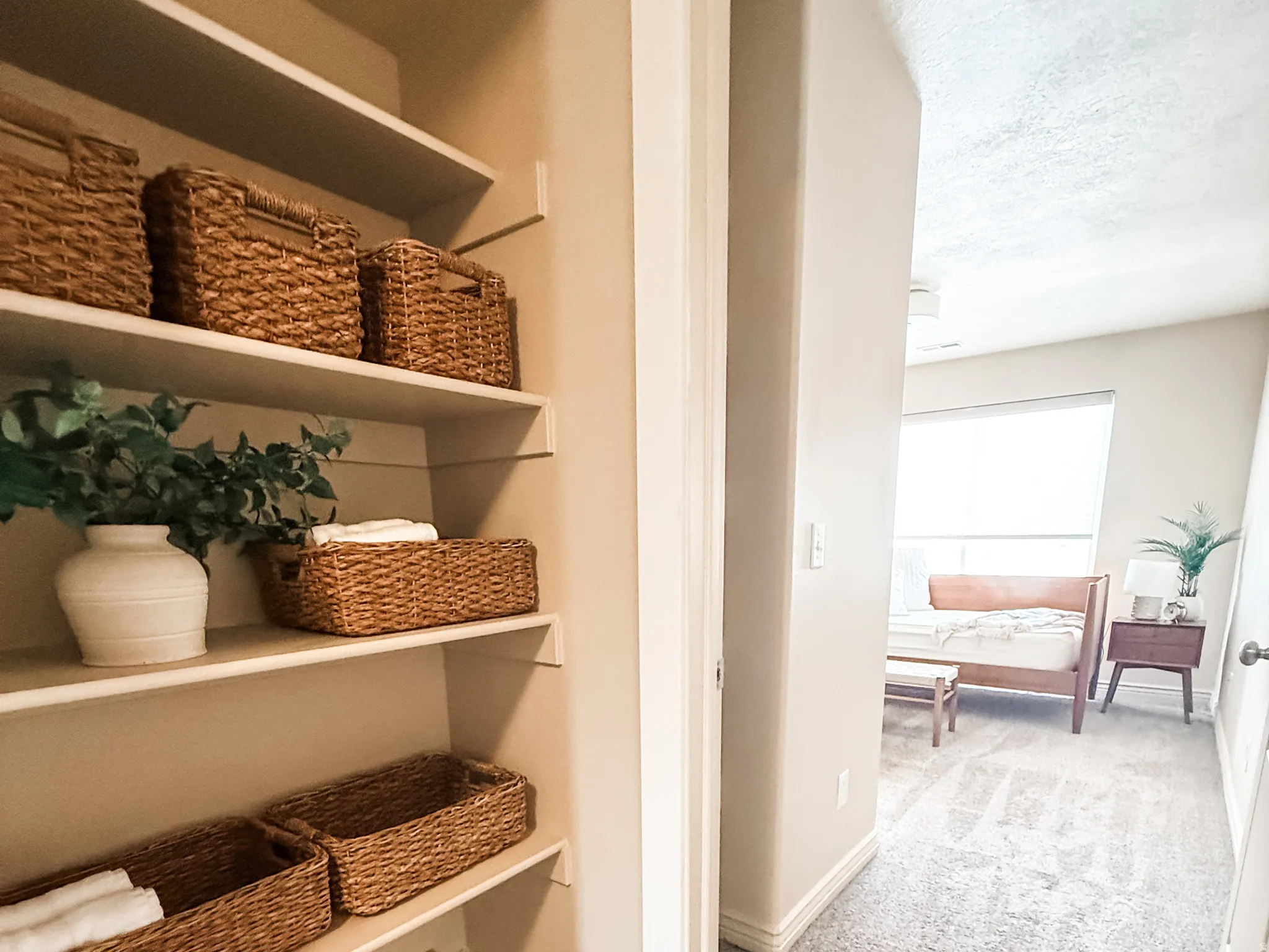 Built-in shelving unit providing ample storage