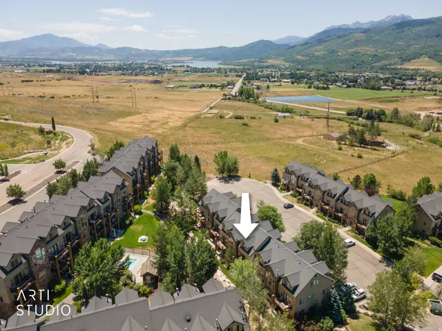 Aerial view of building 11 and surrounding mountains