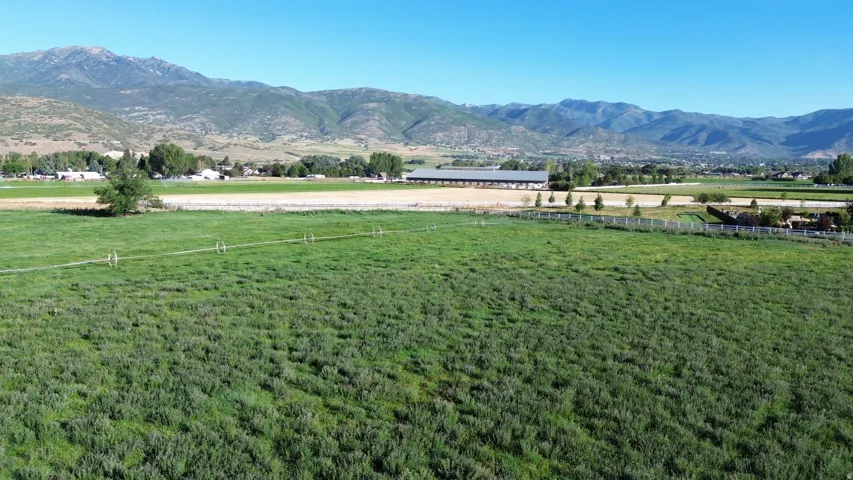 Expansive green fields with distant mountain ranges under a clear sky