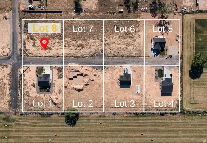 Plat Map of Cottonwood Acres subdivision. Illustrating the division of the property into individually numbered lots. This home sits on lot 8 (1.03acres)