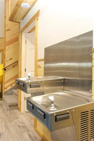 Dual-height stainless steel water fountains