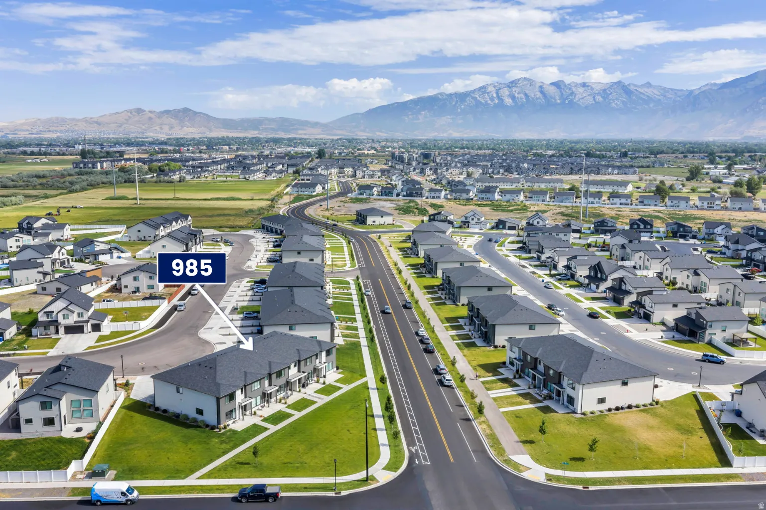Newly developed residential community featuring modern townhomes and single-family residences