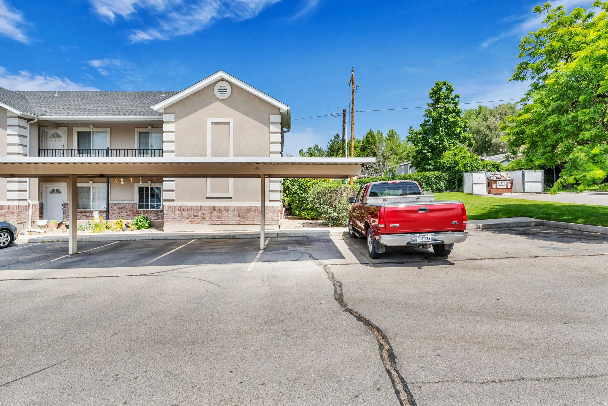 Carport parking structure with multiple covered spaces