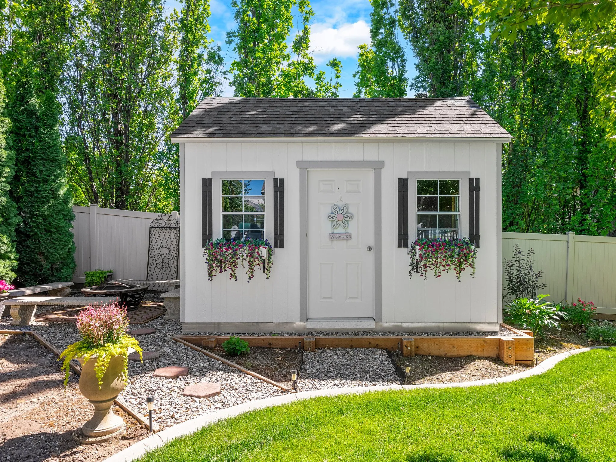 Shed inlcuded and allows the buyer to have outdoor storage with style