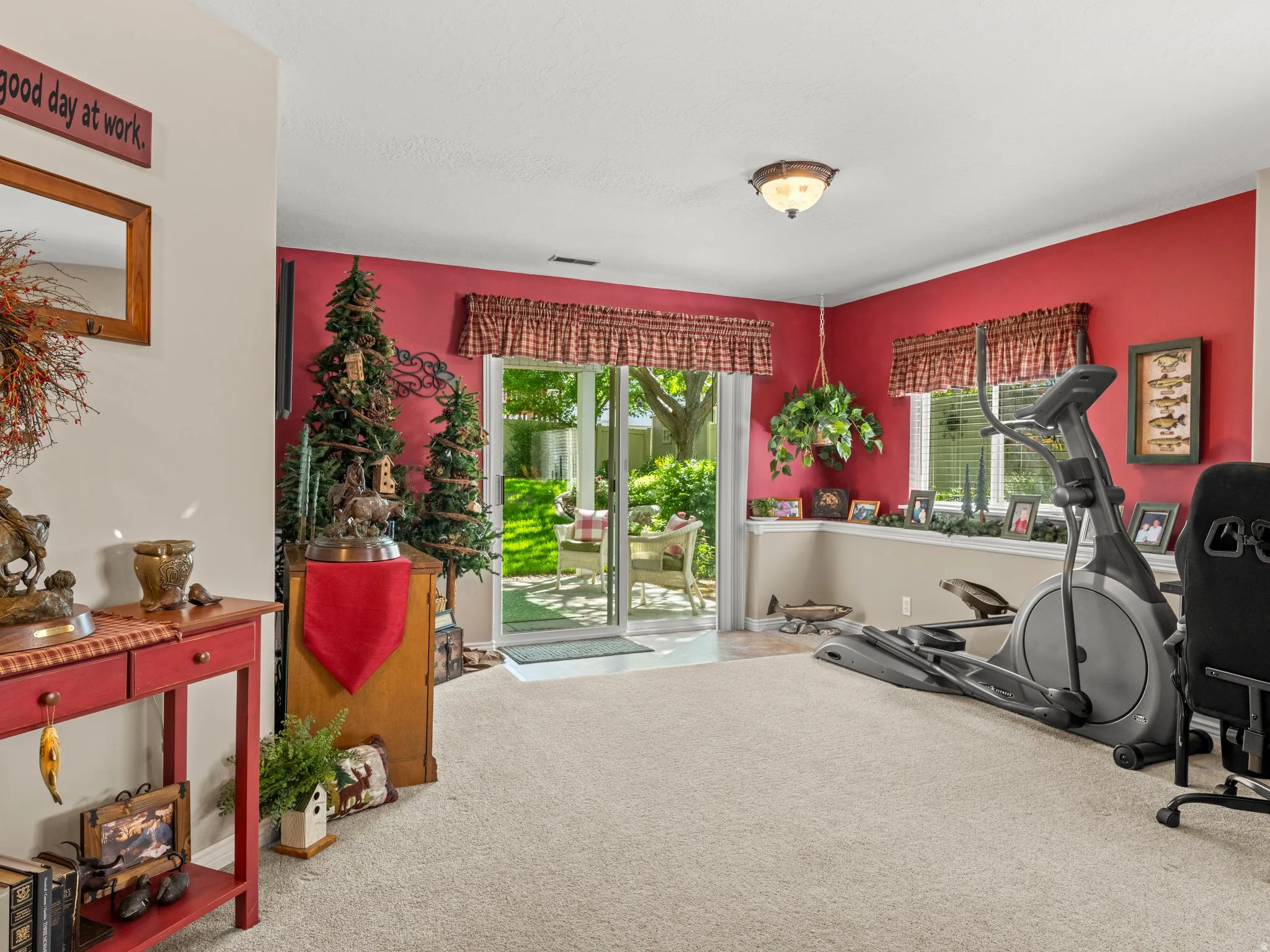 Den area with full walkout to the covered patio and backyard